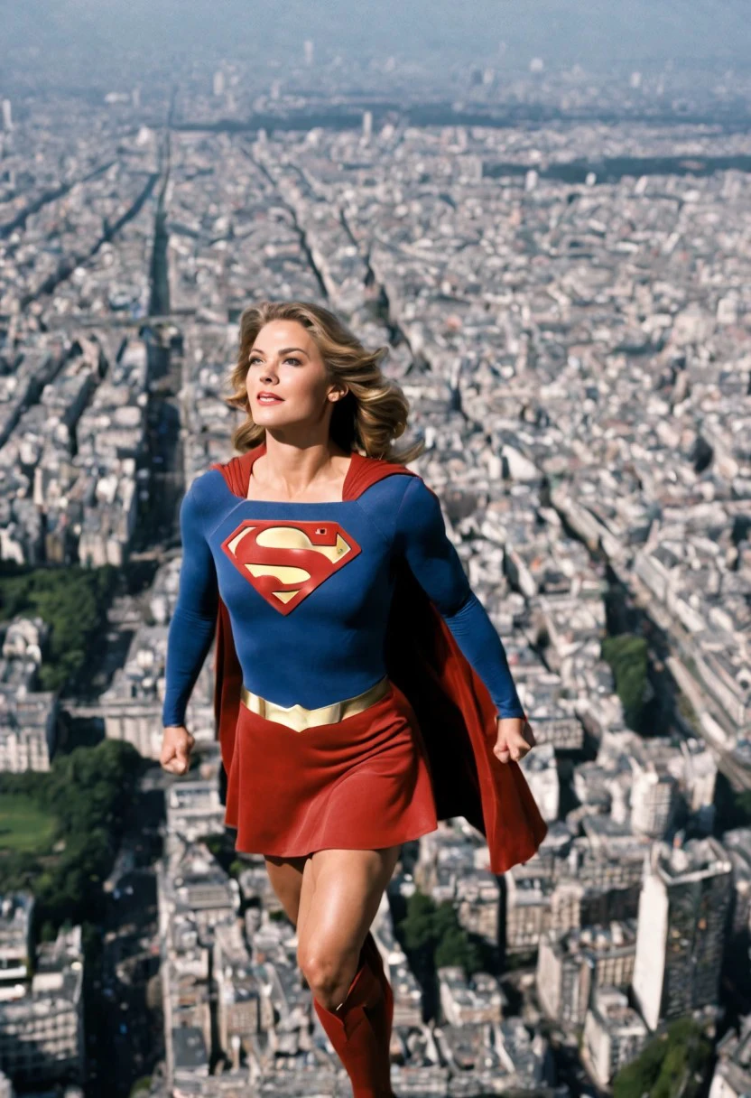 Supergirl over the skies.