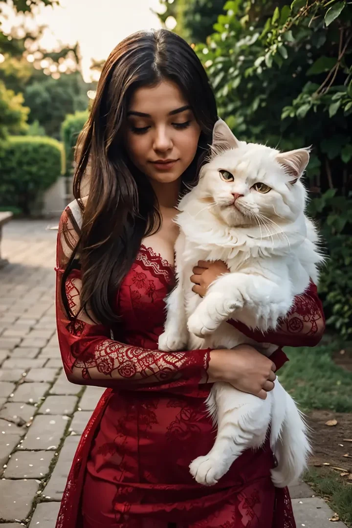 the girl with persian cat