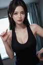 beautiful girl in black tank top