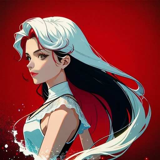 Mulher de cabelo longo e branco