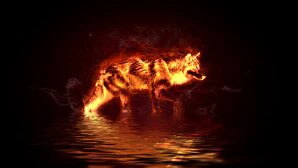 lobo dorado brillando 