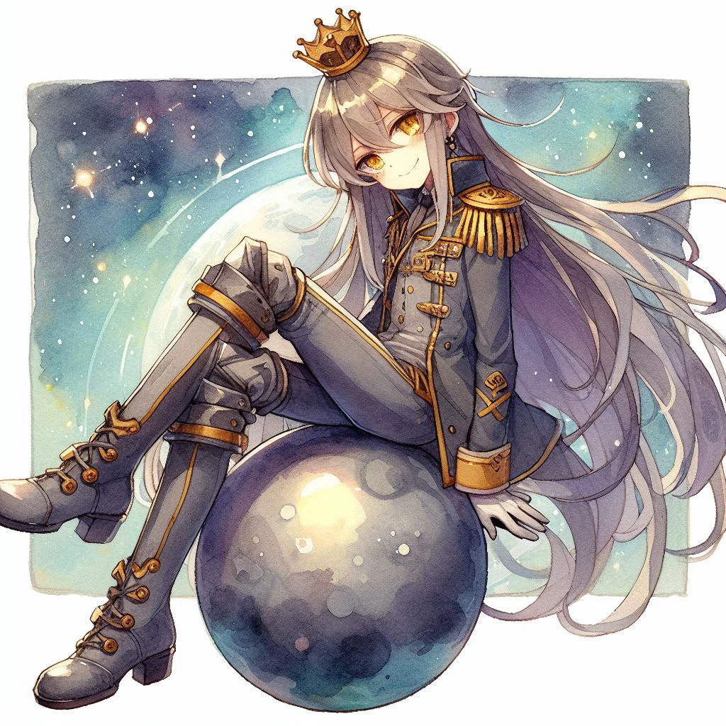 惑星に乗った皇子、日本のアニメ、水彩イラスト