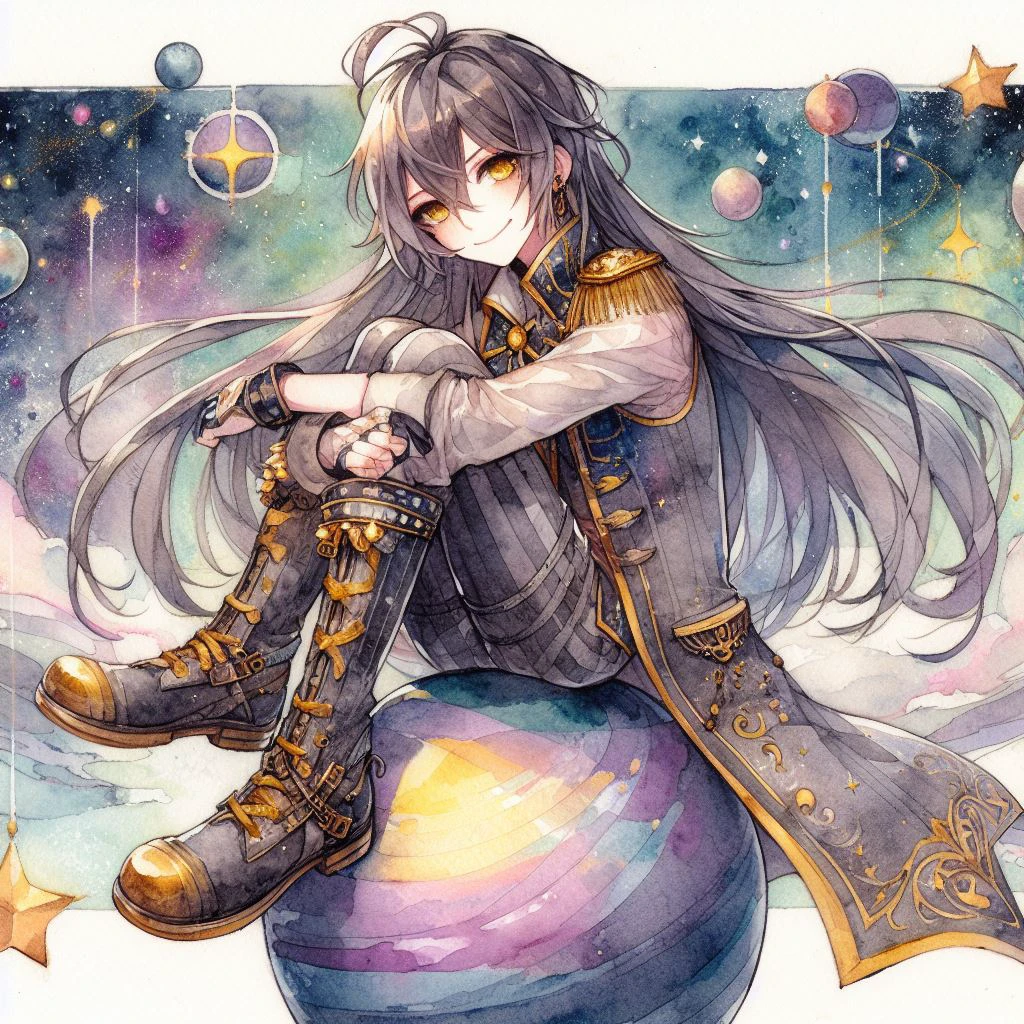 惑星に乗った皇子、日本のアニメ、水彩イラスト