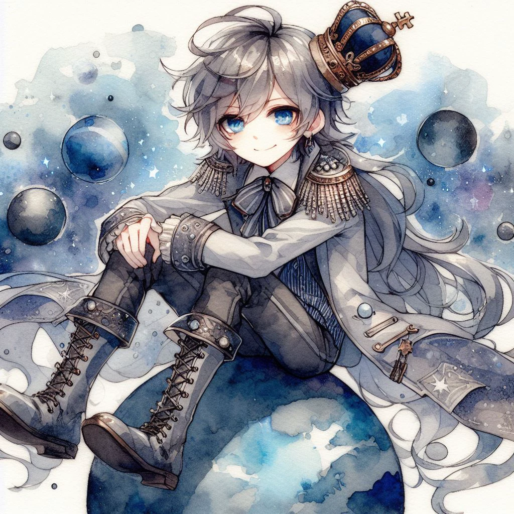 惑星に乗った皇子、日本のアニメ、水彩イラスト