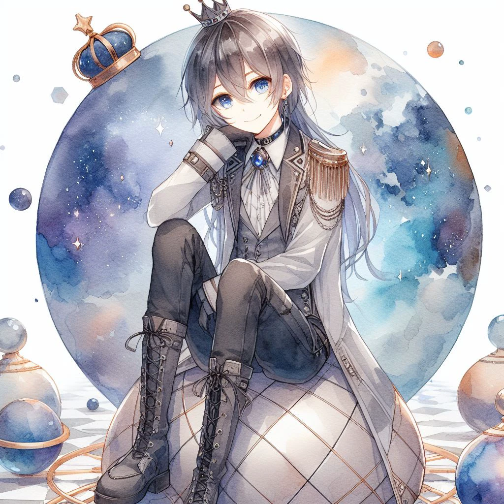 惑星に乗った皇子、日本のアニメ、水彩イラスト