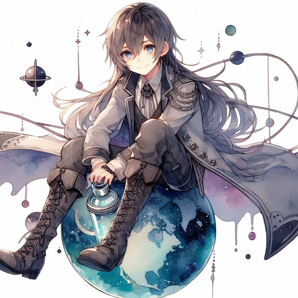 惑星に乗った皇子、日本のアニメ、水彩イラスト
