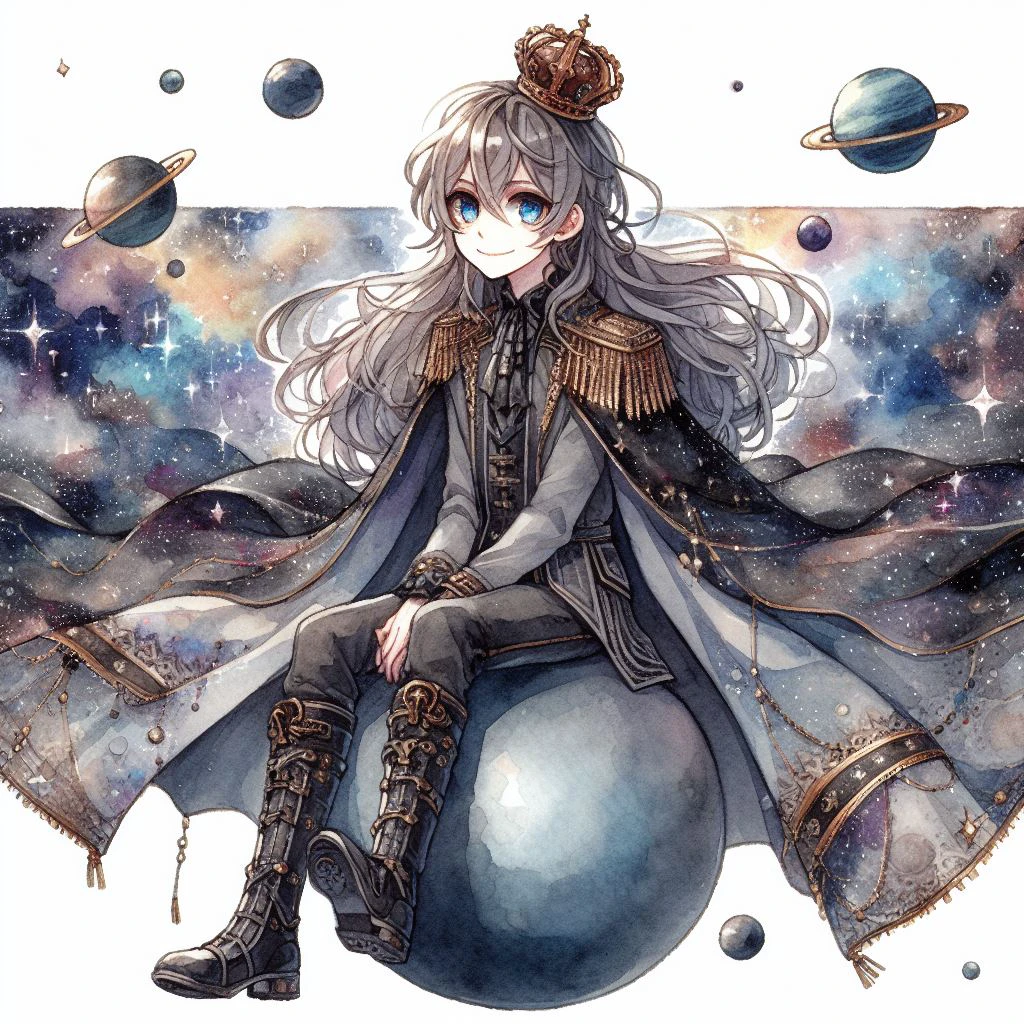 惑星に乗った皇子、日本のアニメ、水彩イラスト