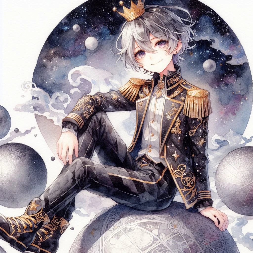 惑星に乗った皇子、日本のアニメ、水彩イラスト