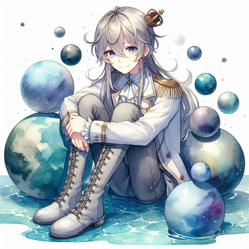 惑星に乗った皇子、日本のアニメ、水彩イラスト
