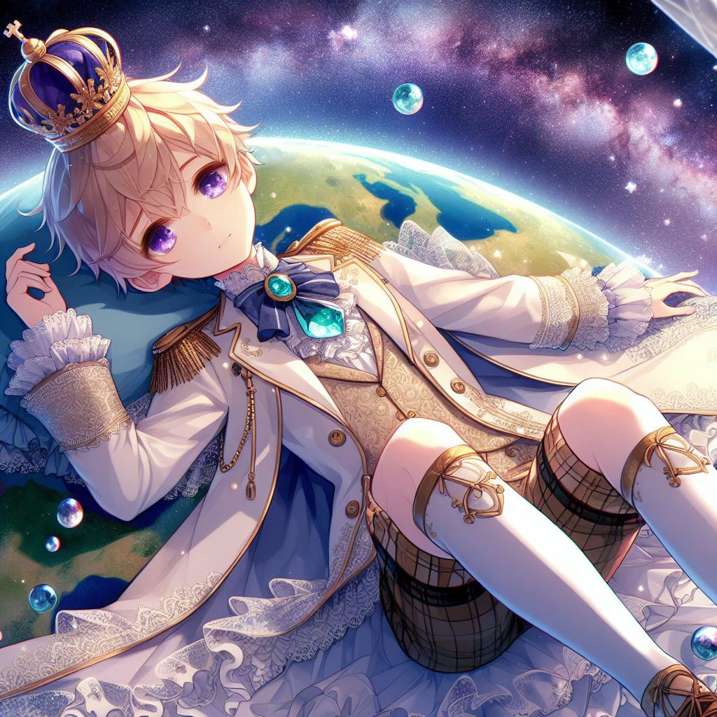 惑星に乗った皇子、日本のアニメ、水彩イラスト