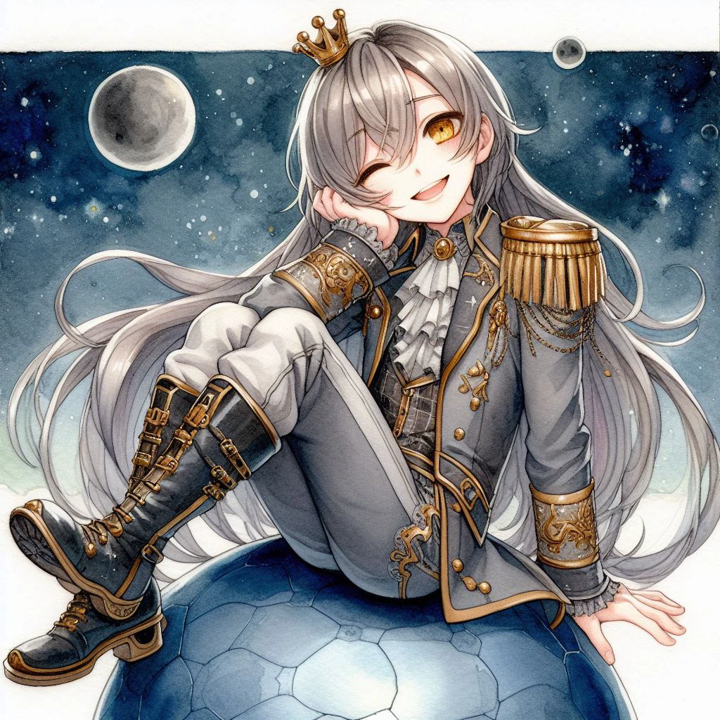 惑星に乗った皇子、日本のアニメ、水彩イラスト