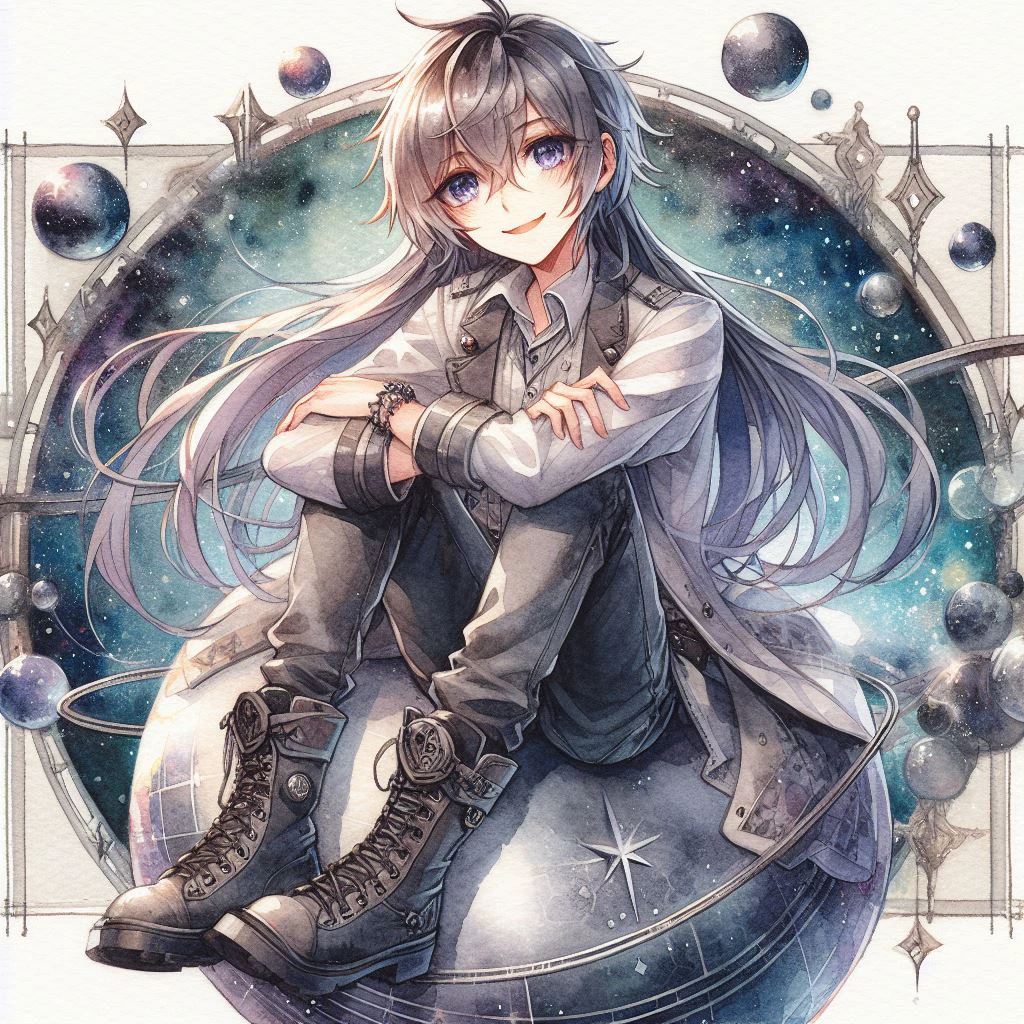 惑星に乗った皇子、日本のアニメ、水彩イラスト