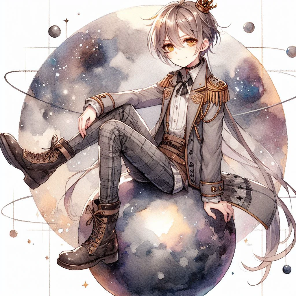 惑星に乗った皇子、日本のアニメ、水彩イラスト