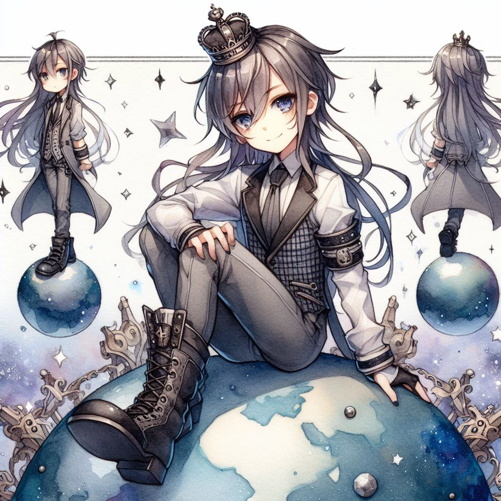 惑星に乗った皇子、日本のアニメ、水彩イラスト