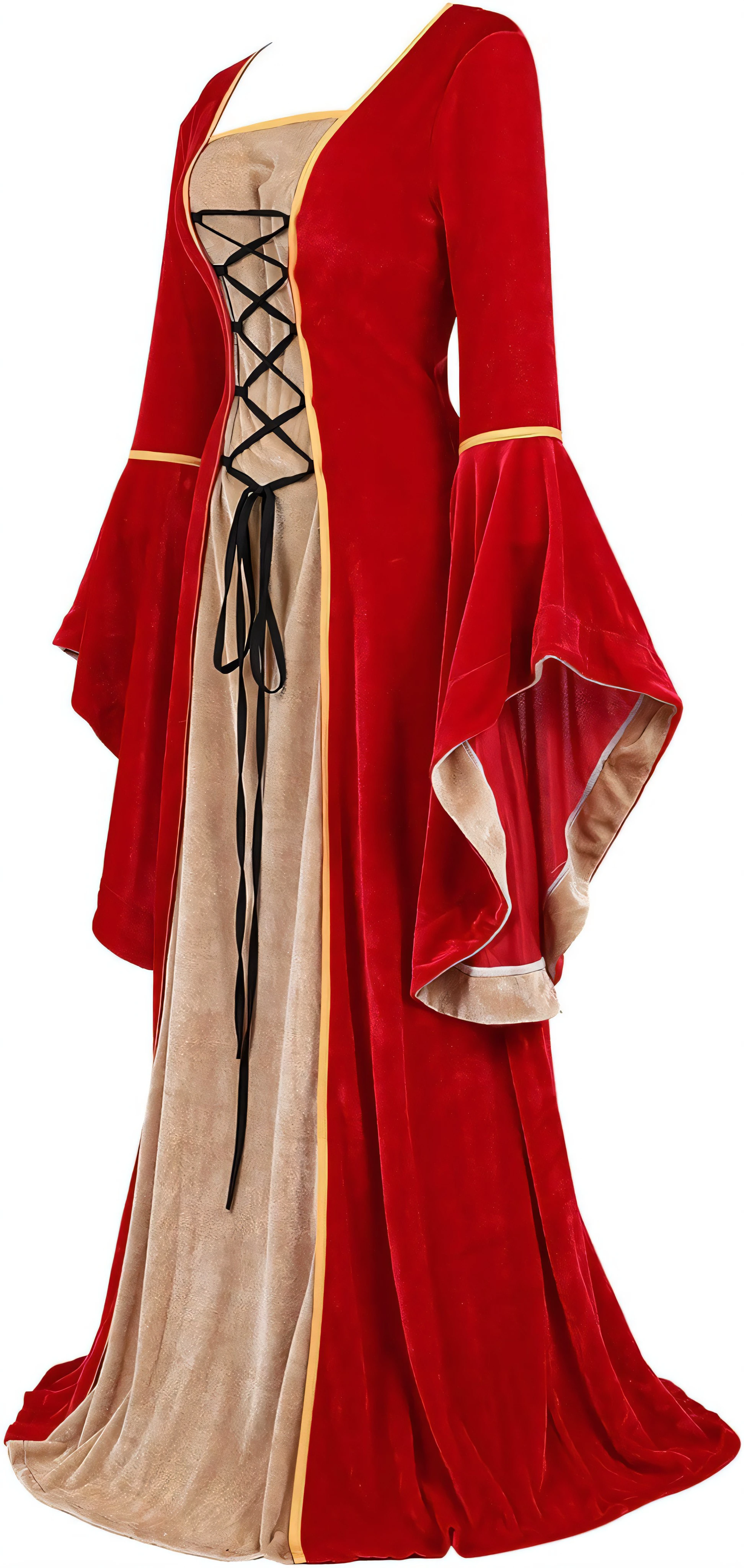 Middle ages Princess Dress, Red dress, Green dress, Halloween costume