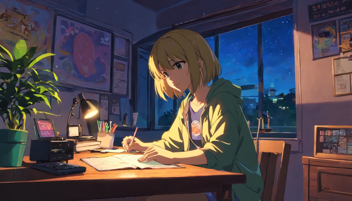 Anime Garotinha Estudando 