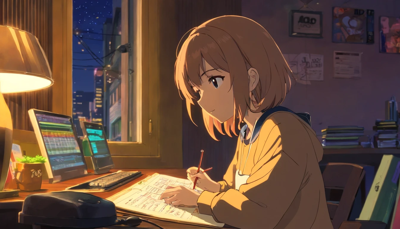 Anime Garotinha Estudando 