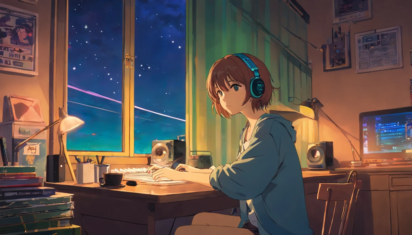 Anime Garotinha Estudando 
