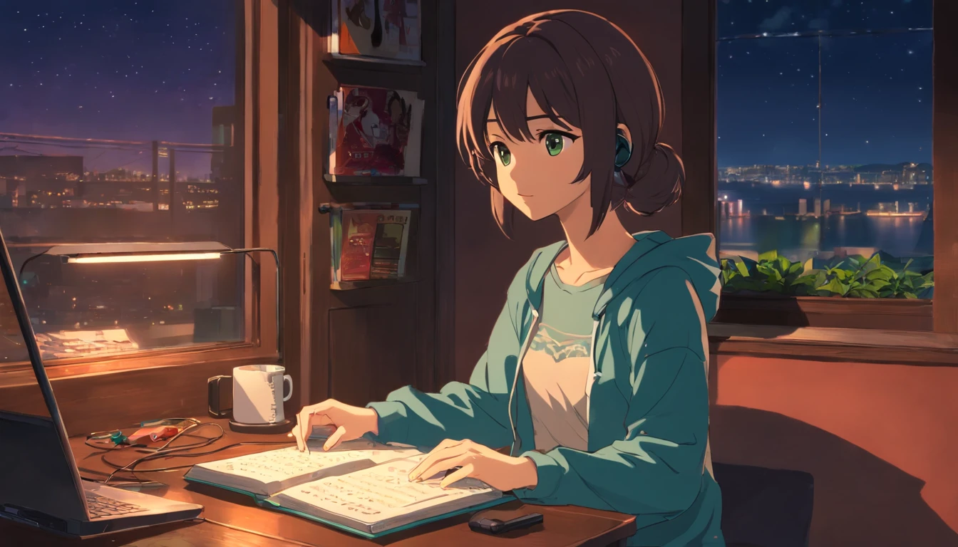Anime Garotinha Estudando 