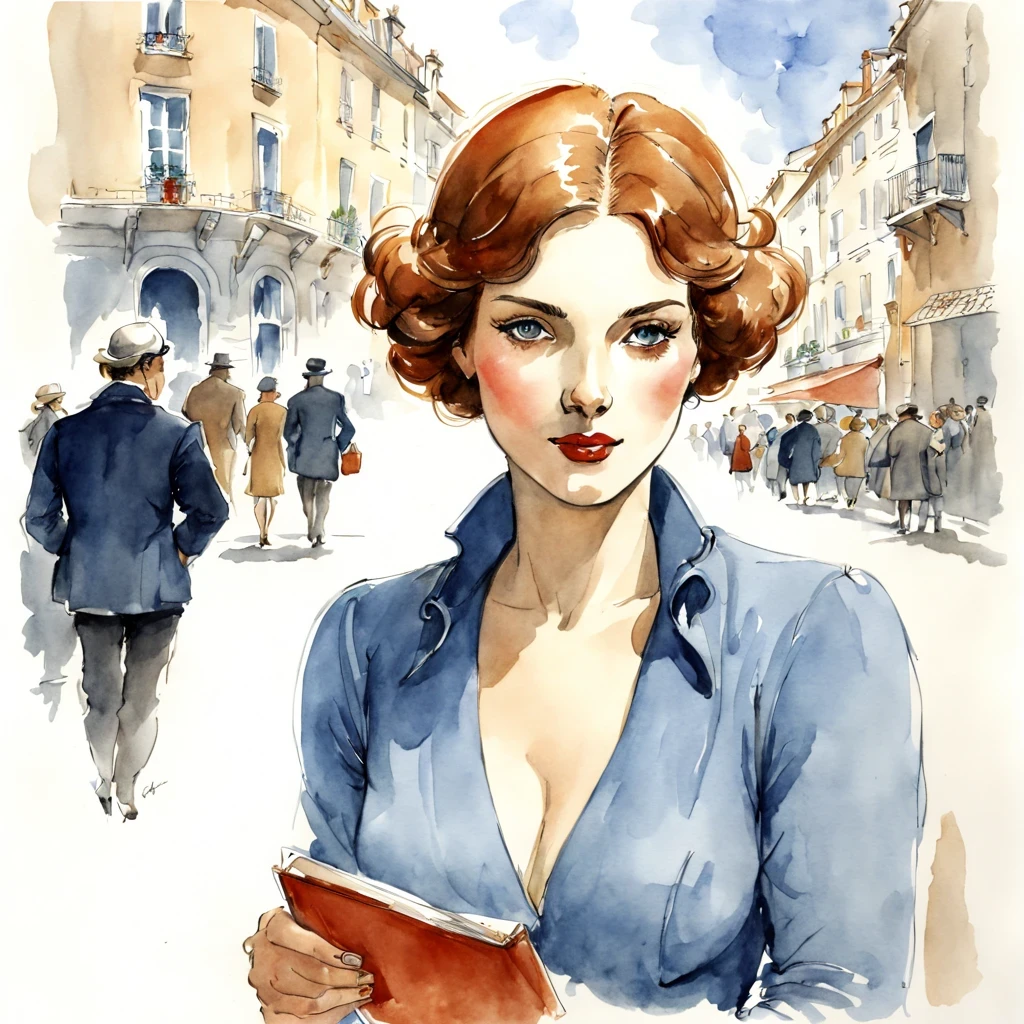 Watercolor drawing of a woman