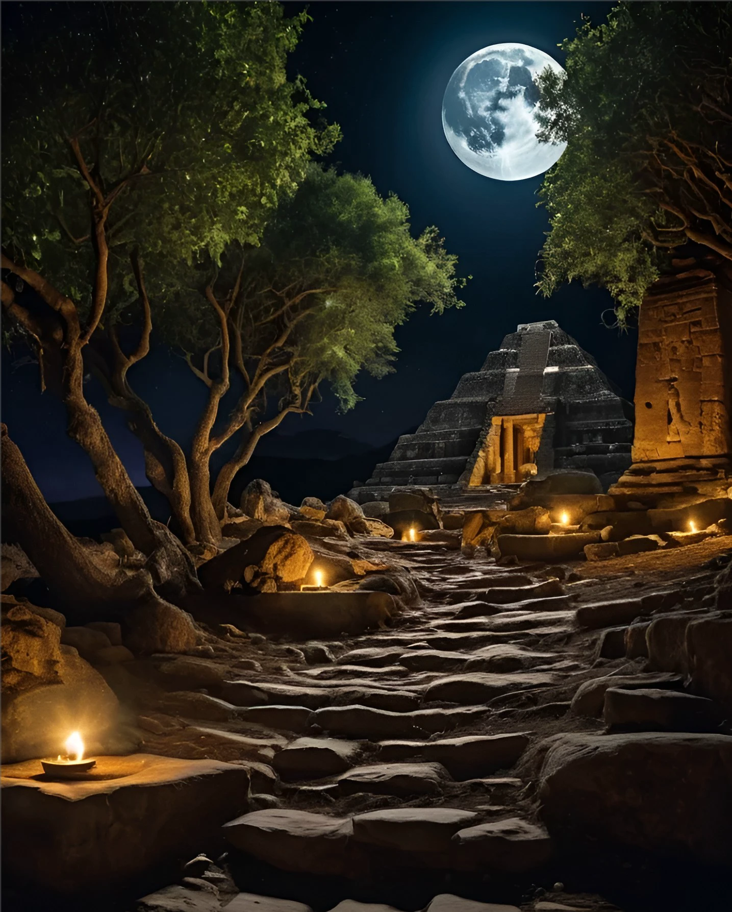 Landscape , moonlight , lost civilization , forgotten history