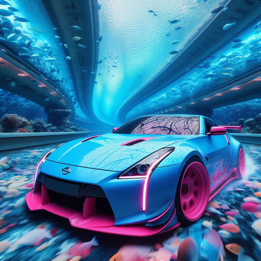 2 supercars Nissan 640Z blue and pink electric color