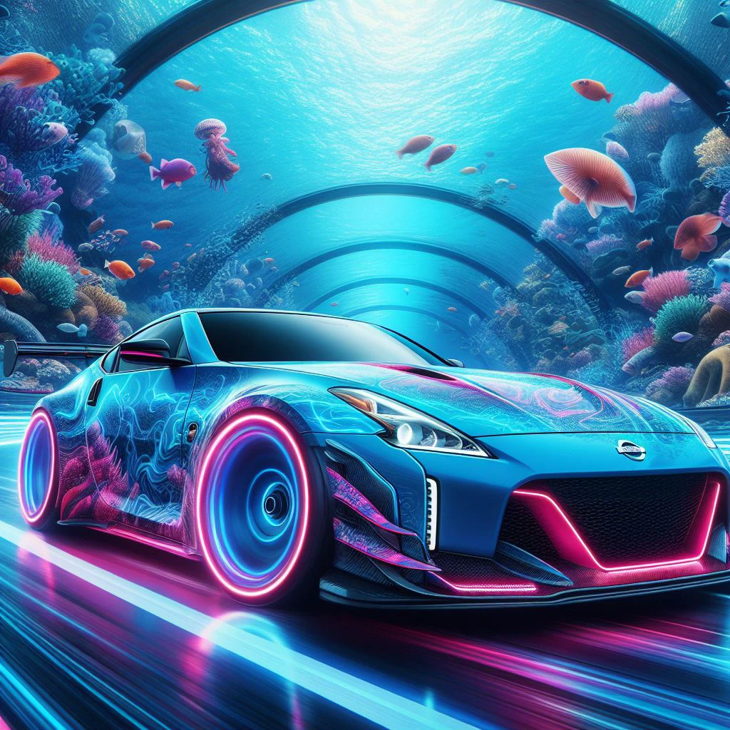 2 supercars Nissan 640Z blue and pink electric color