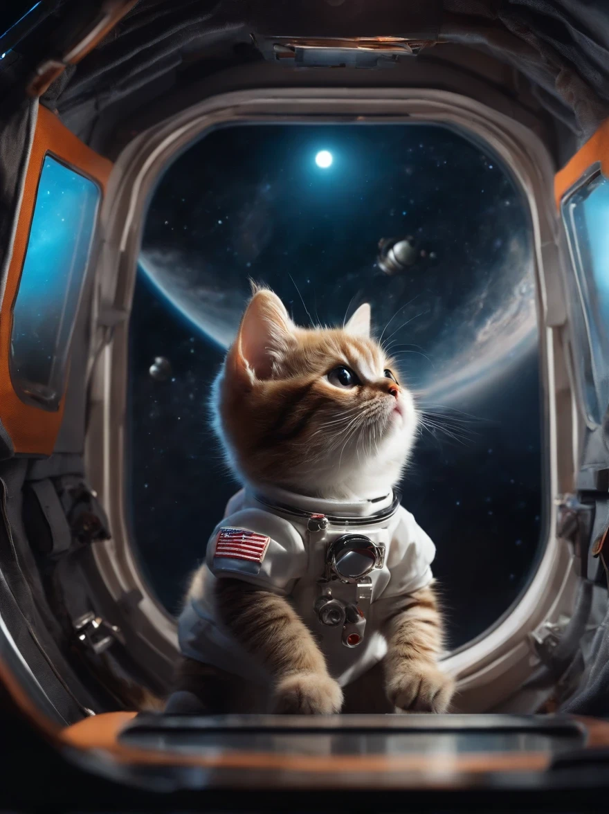 The astronaut cat wearing Spacesuit