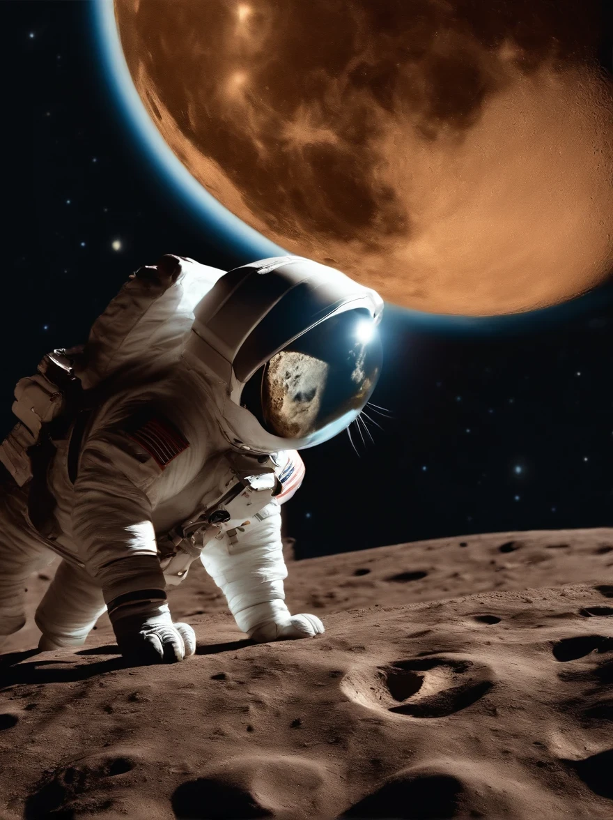 The astronaut cat wearing Spacesuit
