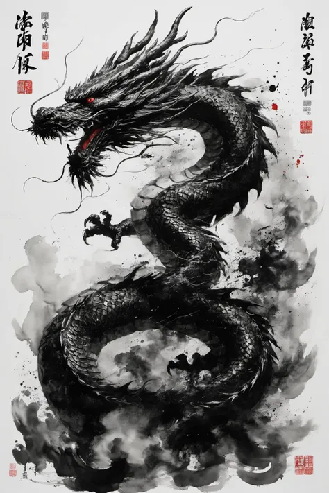 chinese ink dragon_中国水墨龙