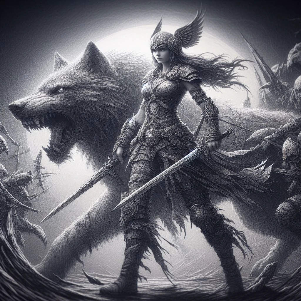A girl with wolf