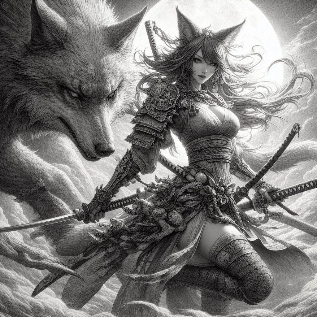 A girl with wolf