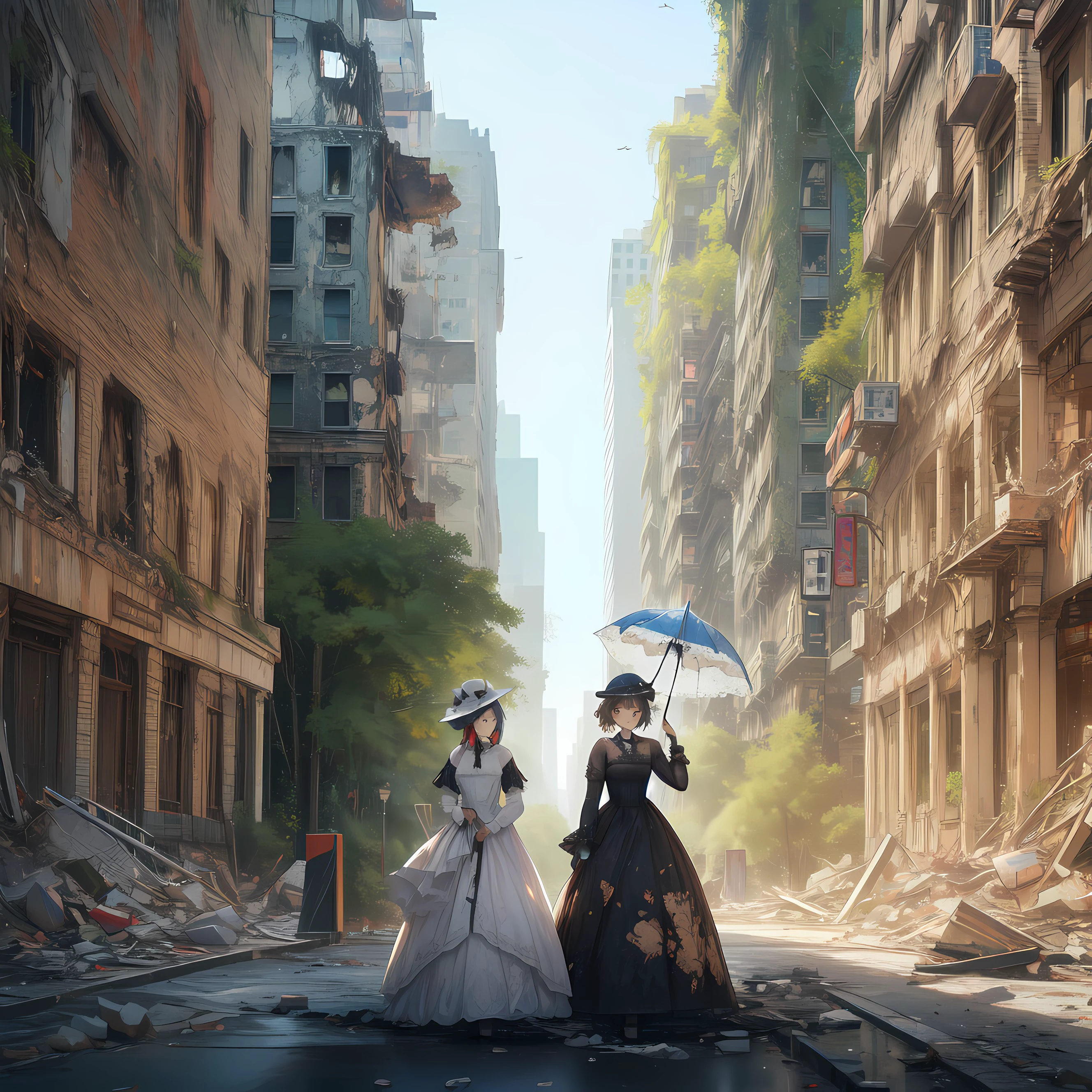 廃墟とドレス