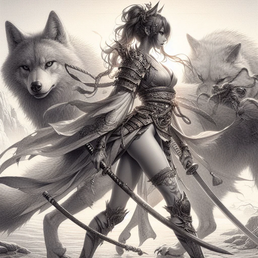 A girl with wolf