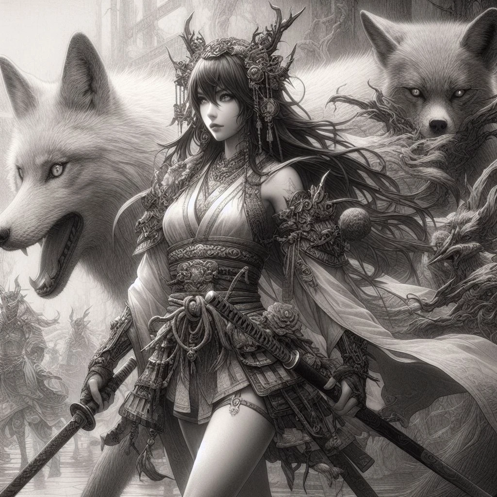 A girl with wolf