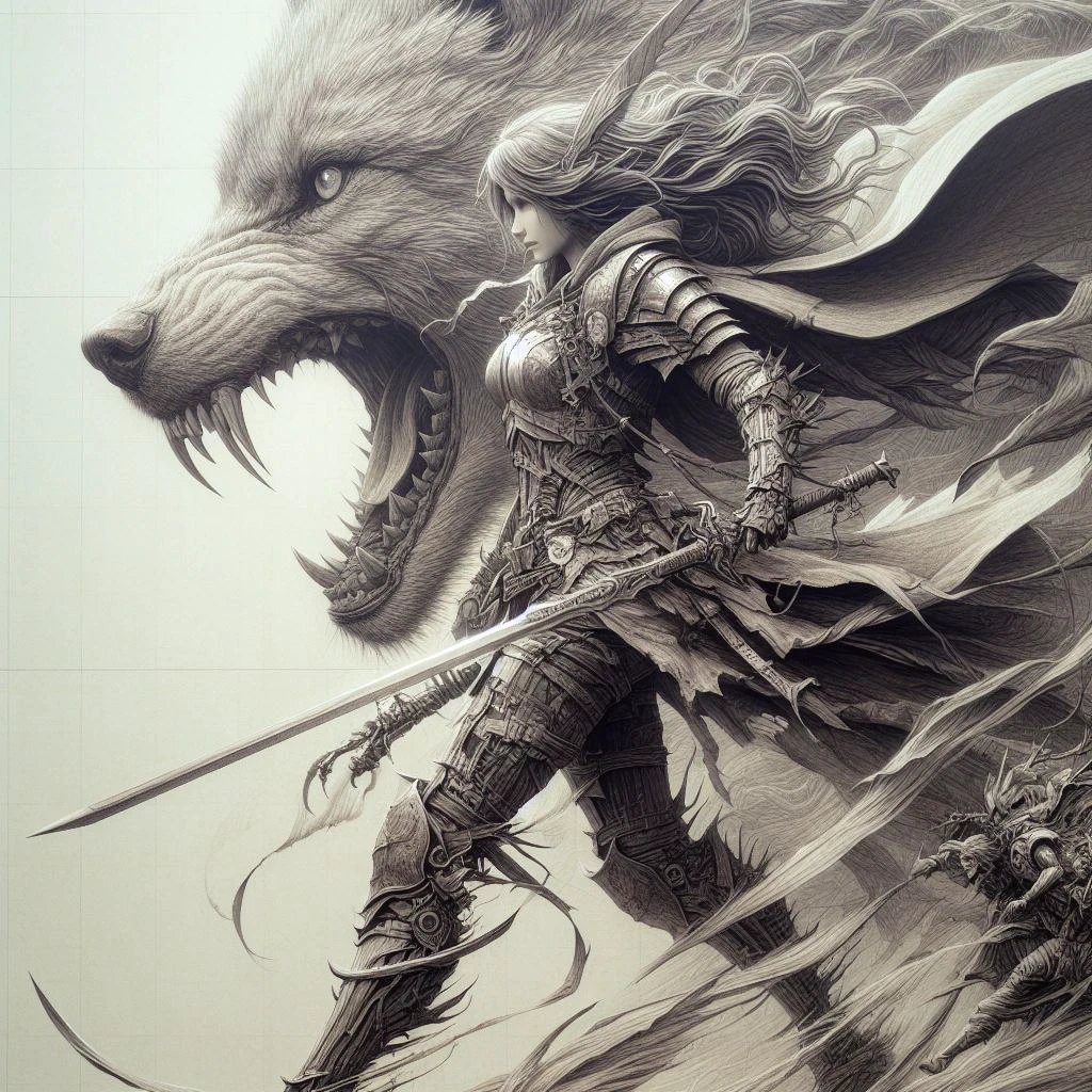 A girl with wolf