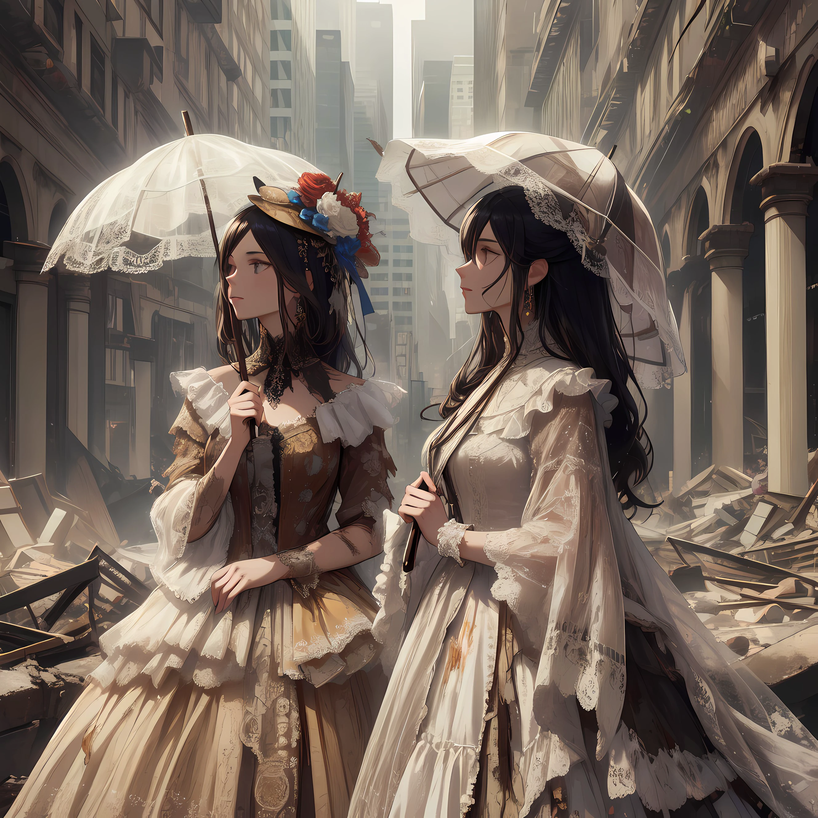 廃墟とドレス