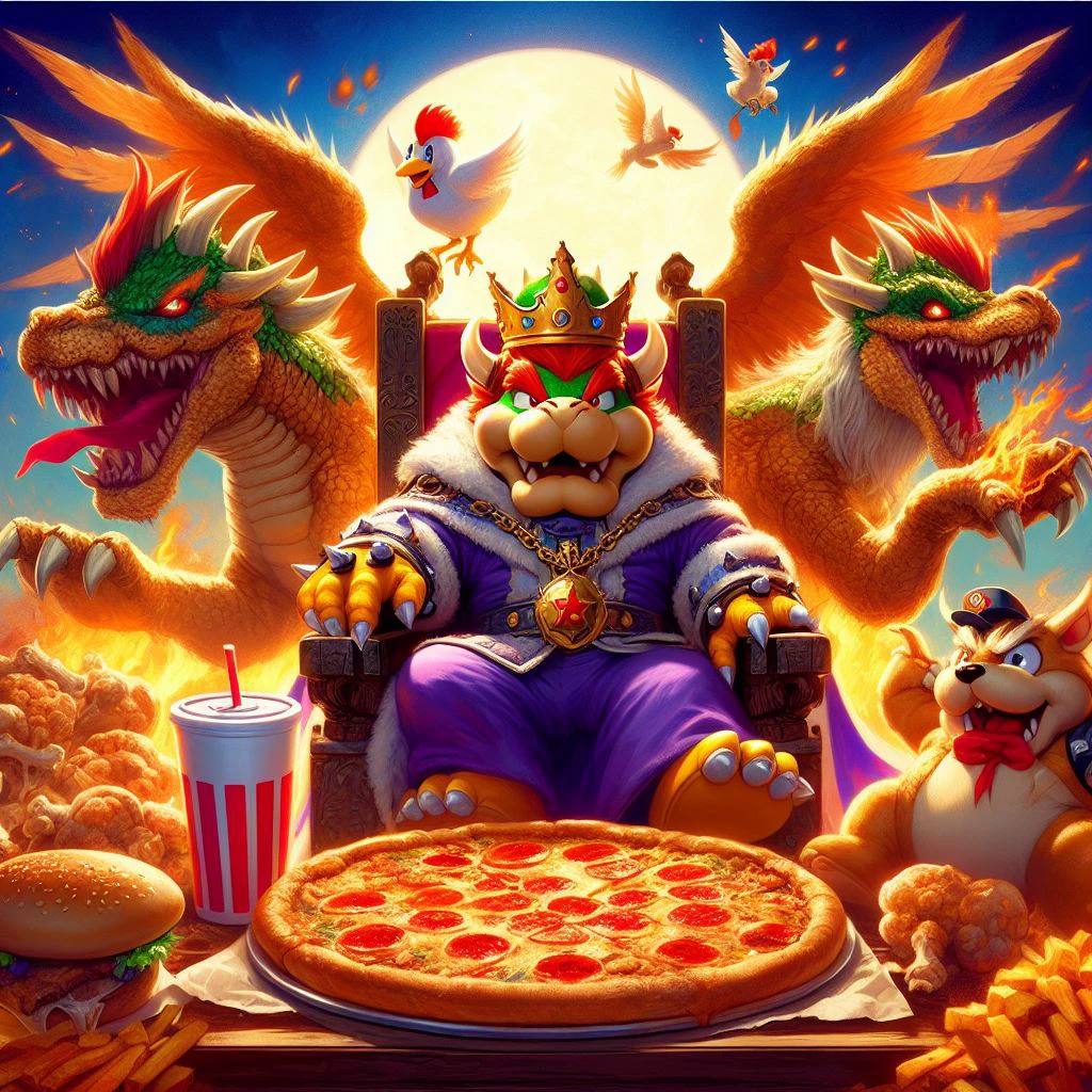 Bowser And Lion Pizza Chicken