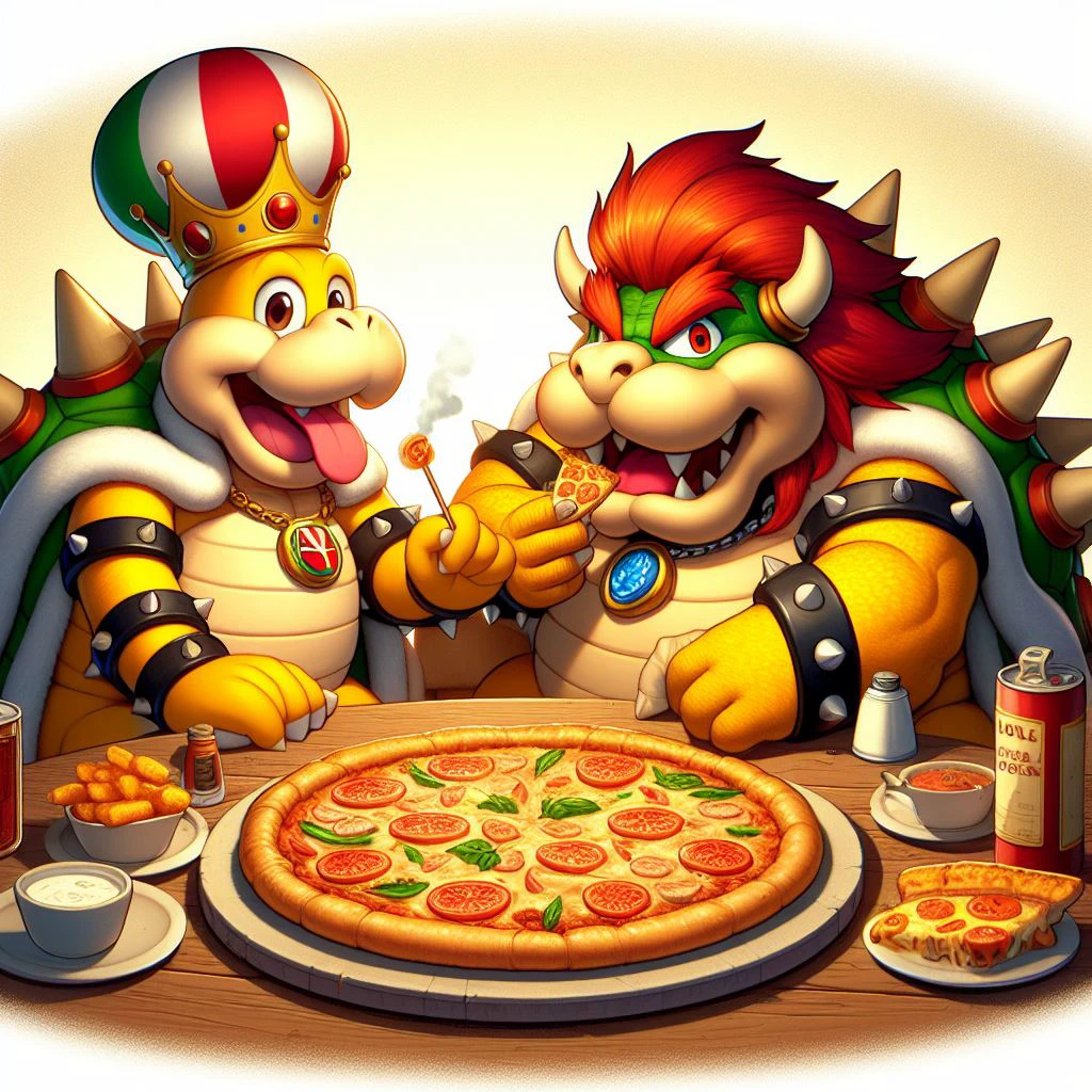 Bowser And Lion Pizza Chicken