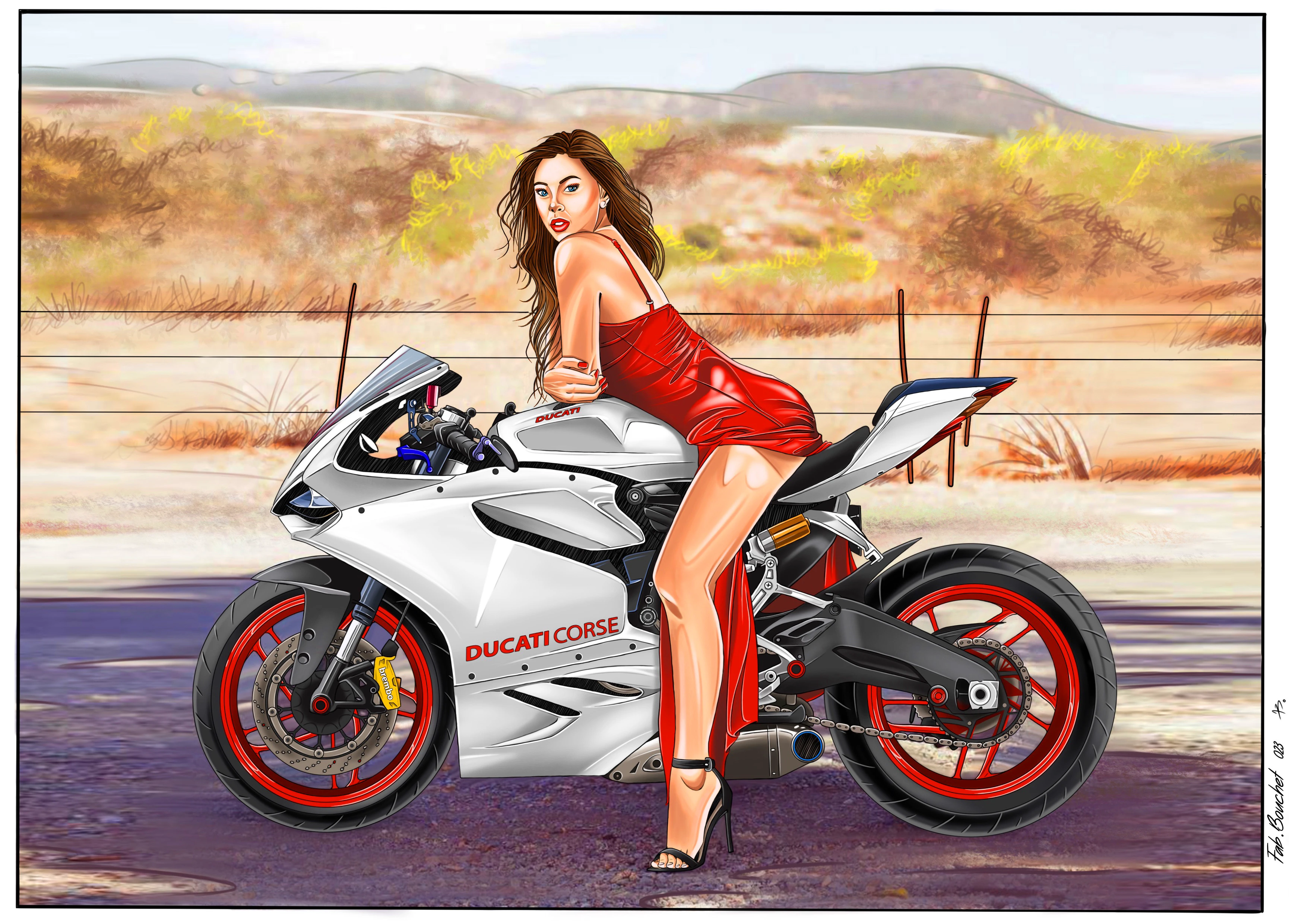 Amazin biker girl beauty art so hot  girl 