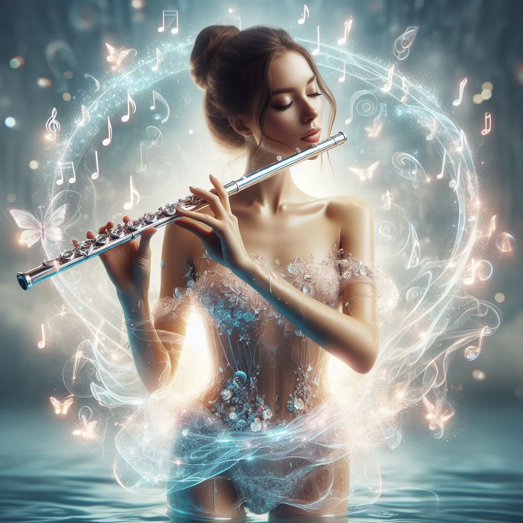 a girl is playing a liquid music