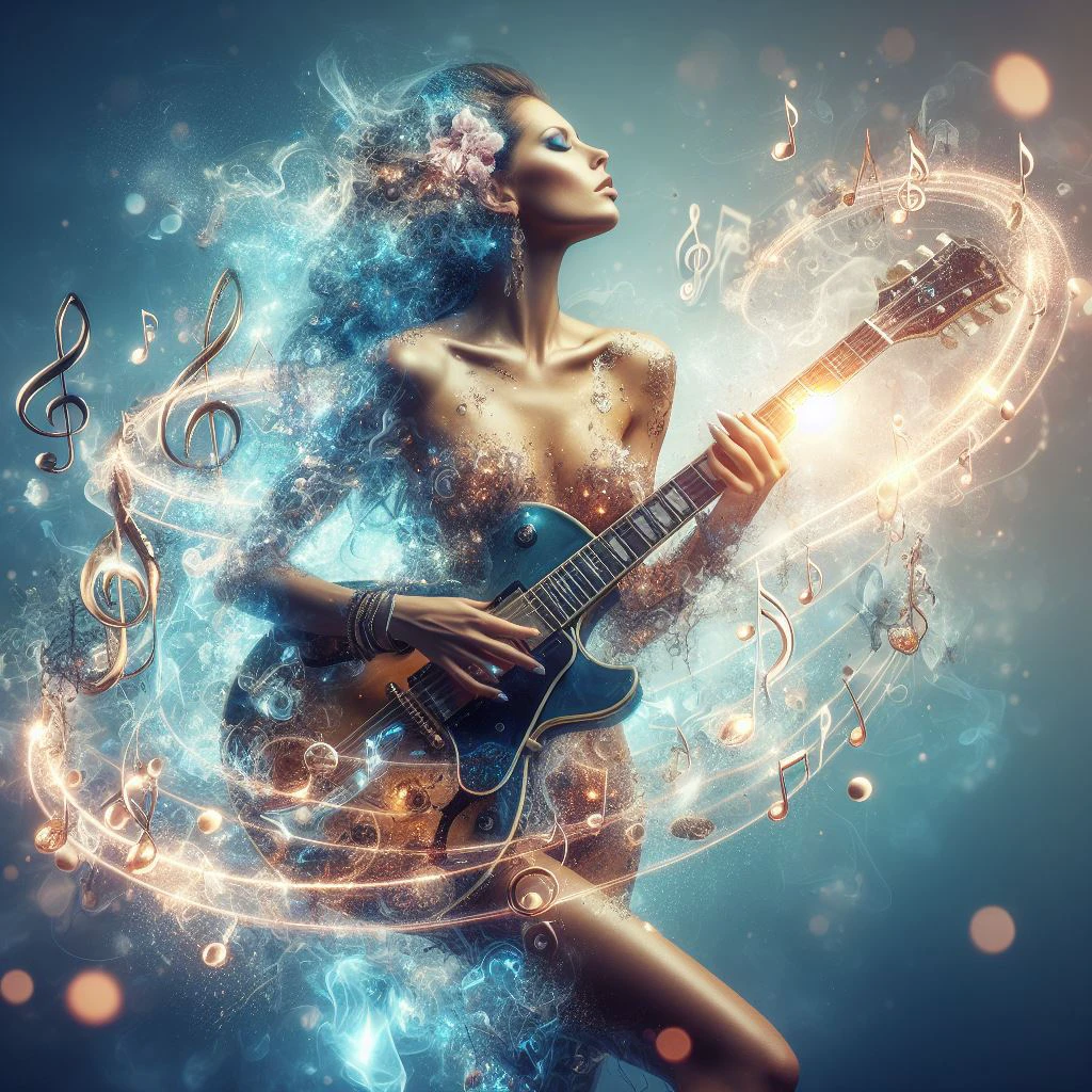 a girl is playing a liquid music