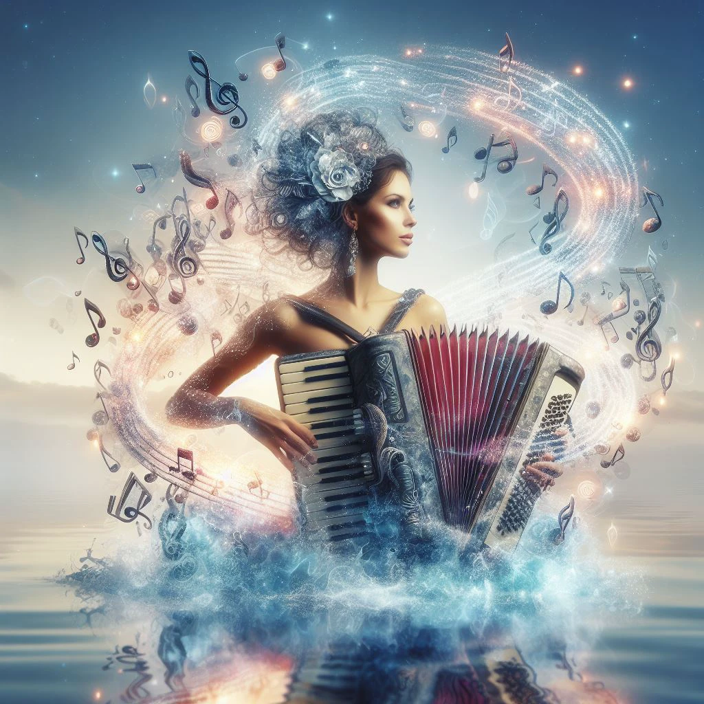 a girl is playing a liquid music
