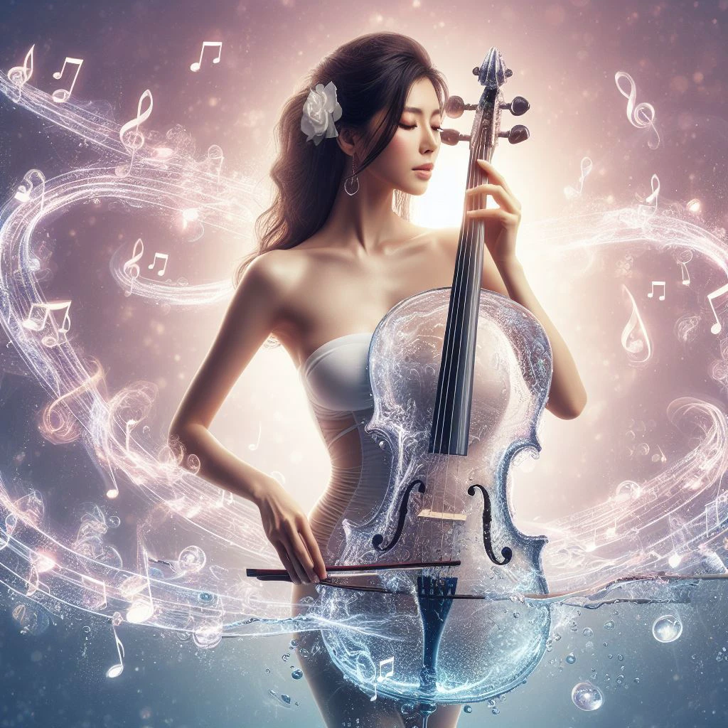 a girl is playing a liquid music