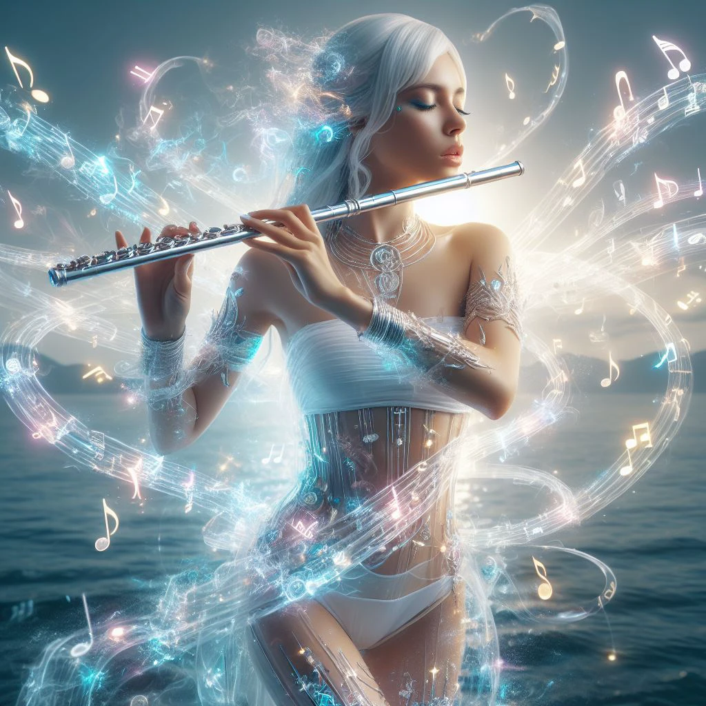 a girl is playing a liquid music