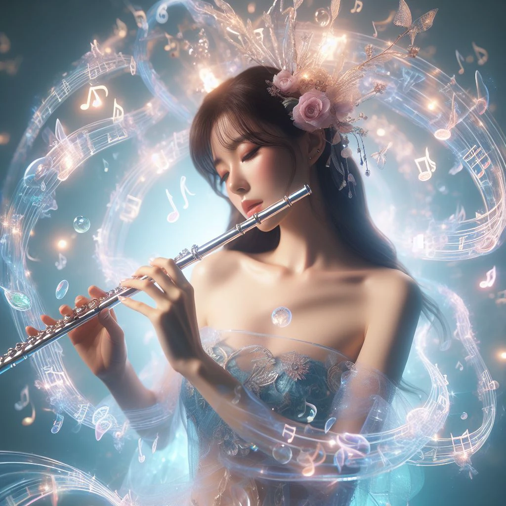 a girl is playing a liquid music