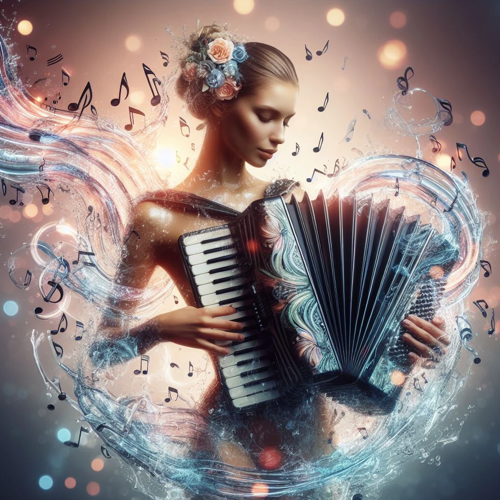 a girl is playing a liquid music