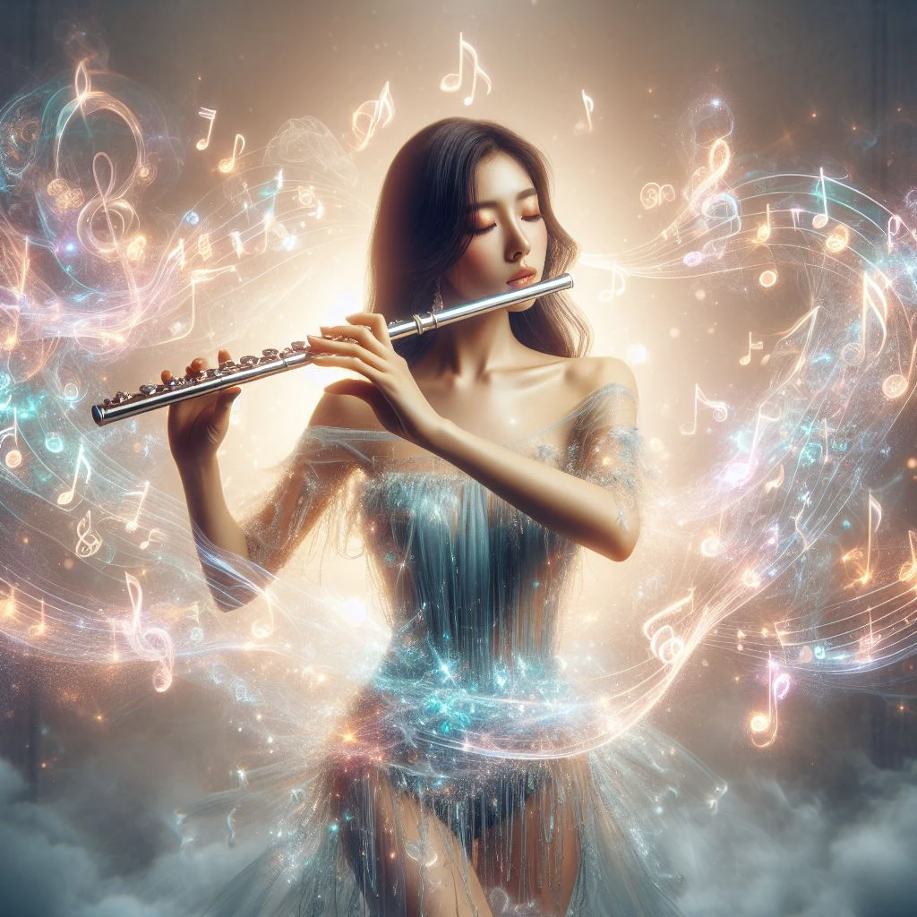 a girl is playing a liquid music