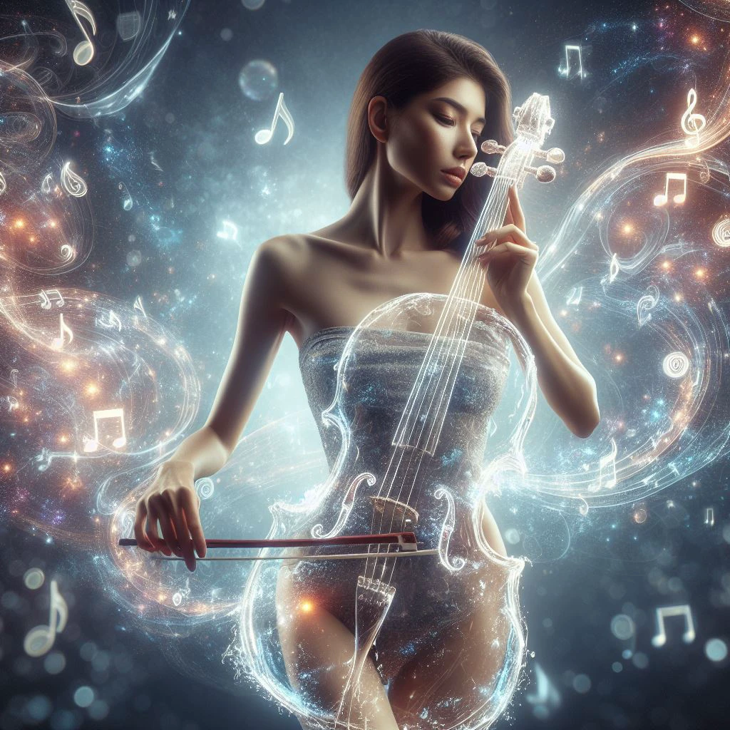 a girl is playing a liquid music