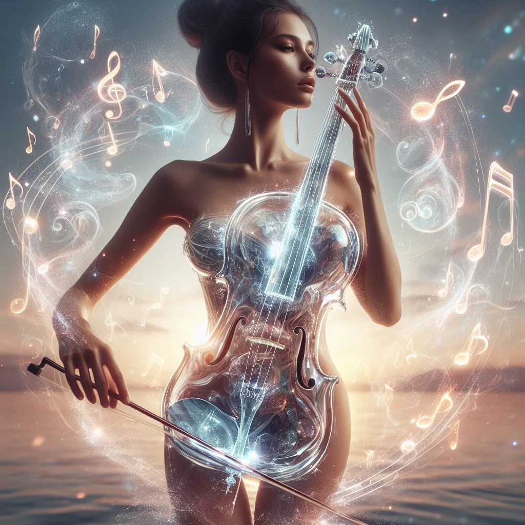 a girl is playing a liquid music
